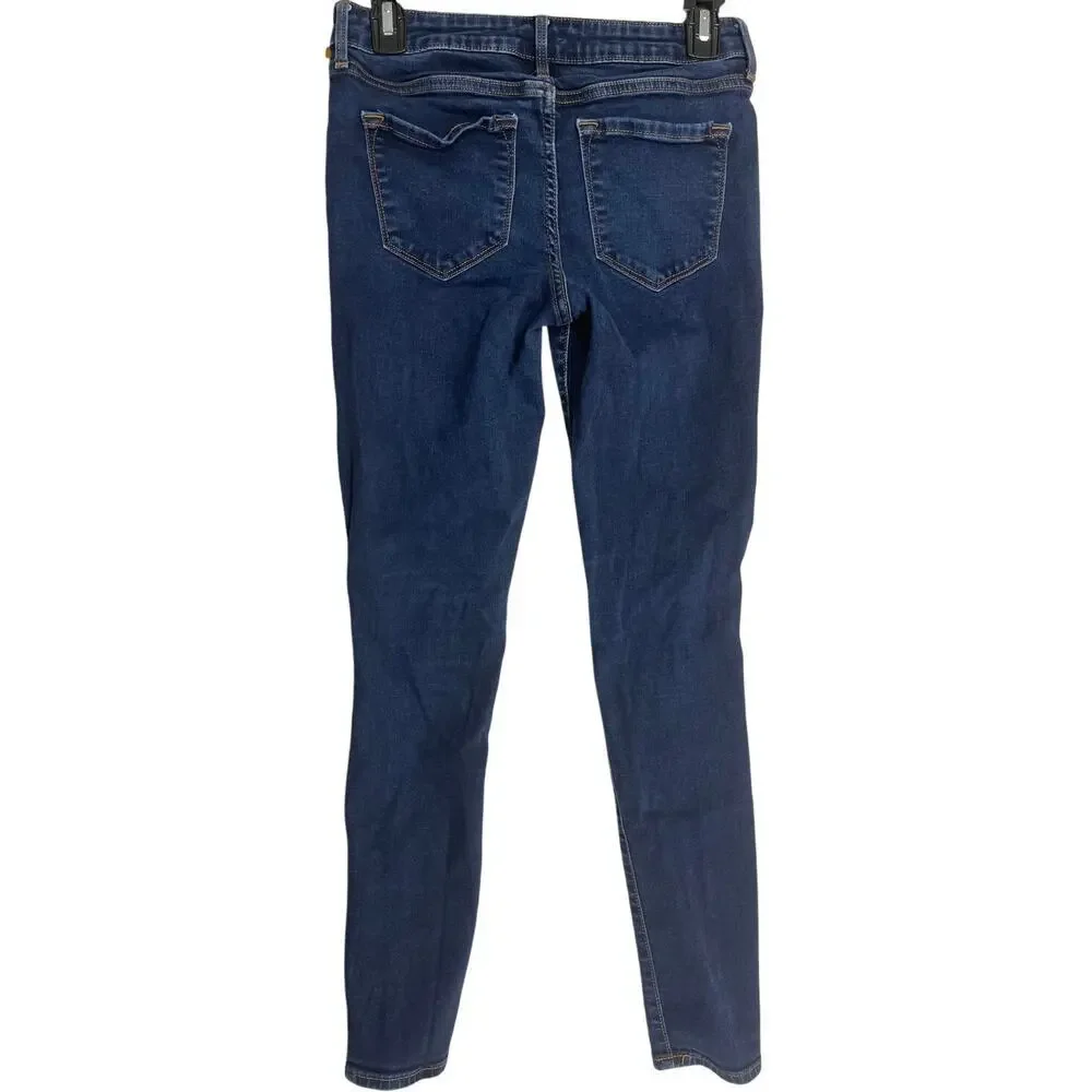 Old Navy Women Rockstar Super Skinny Jeans Size 4 Dark Blue Denim Cotton Blend